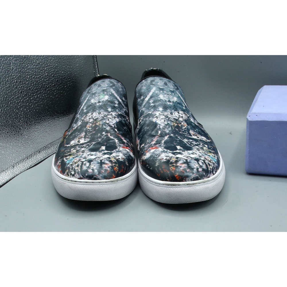 Robert Graham Mens Skull Graphic Print Leather Slip On Sneakers RG5483S Blk 9.5 - Picture 7 of 9